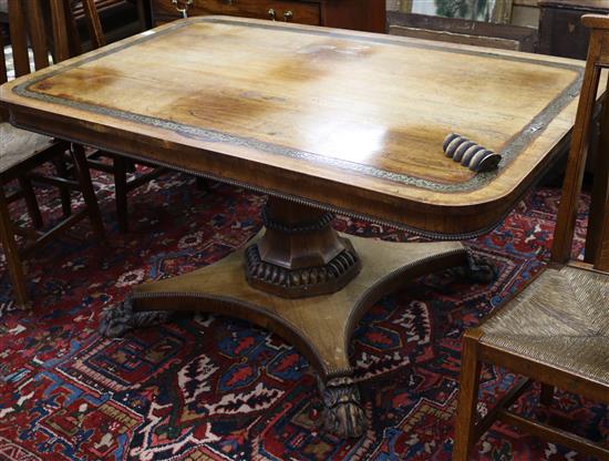 A Regency brass inset rosewood centre table W153cm